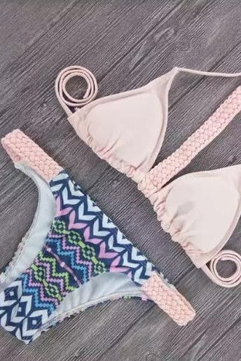 Push Up Padded Printed Braid Swim Suit image 0