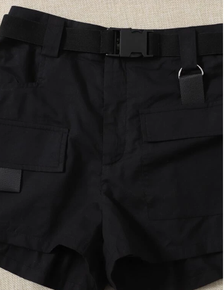 Push Buckle Belted Shorts image 1