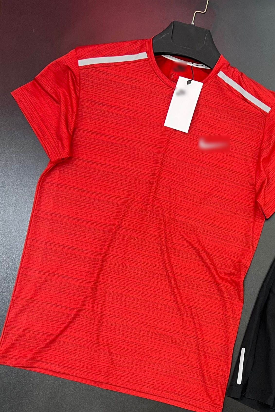 Red Tee & Black Track Shorts Set image 0