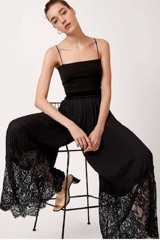 Lace Pleated Wide Leg Pants image 0