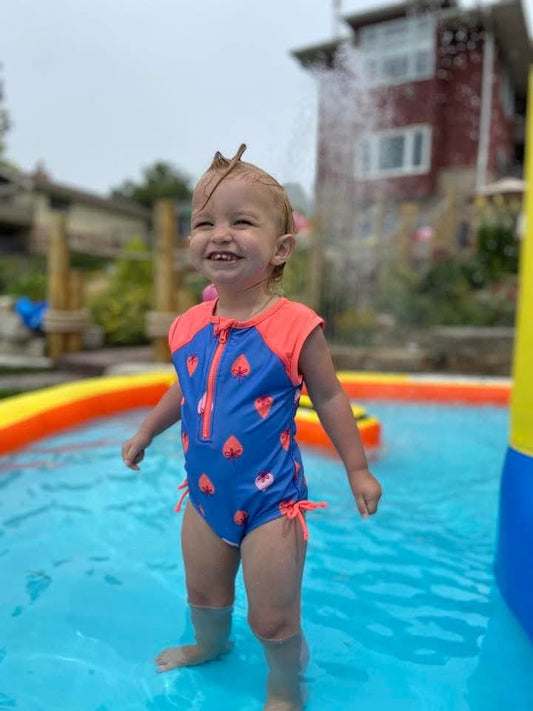 Cat & Jack Strawberry Front Zip Swim Suit image 0