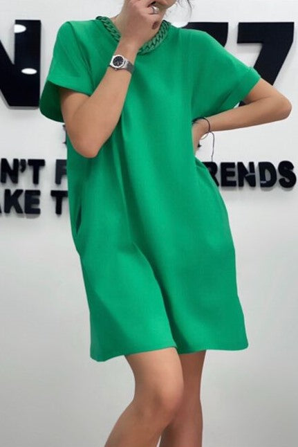 Chained Short Loose Dress - Green image 0