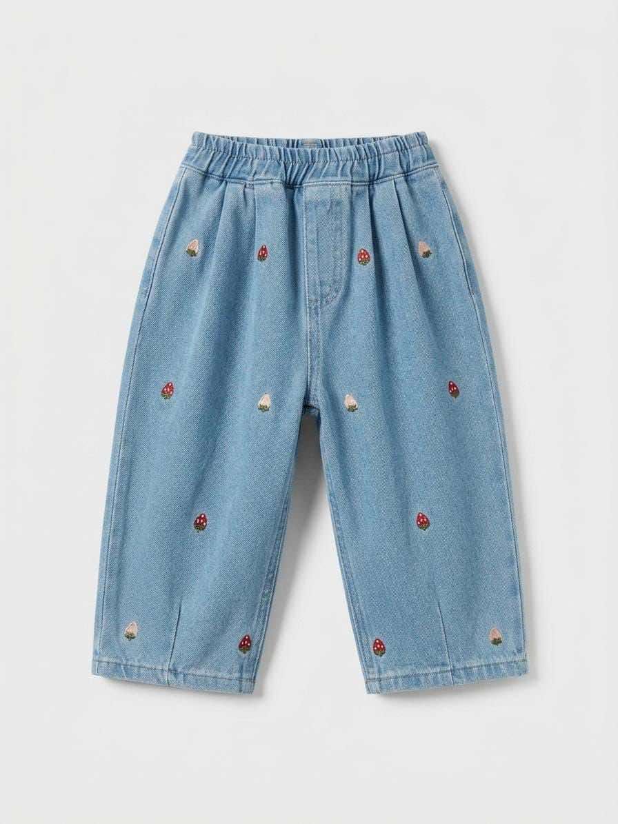 La'Ciel Strawberry Embroidered Baggy Jeans