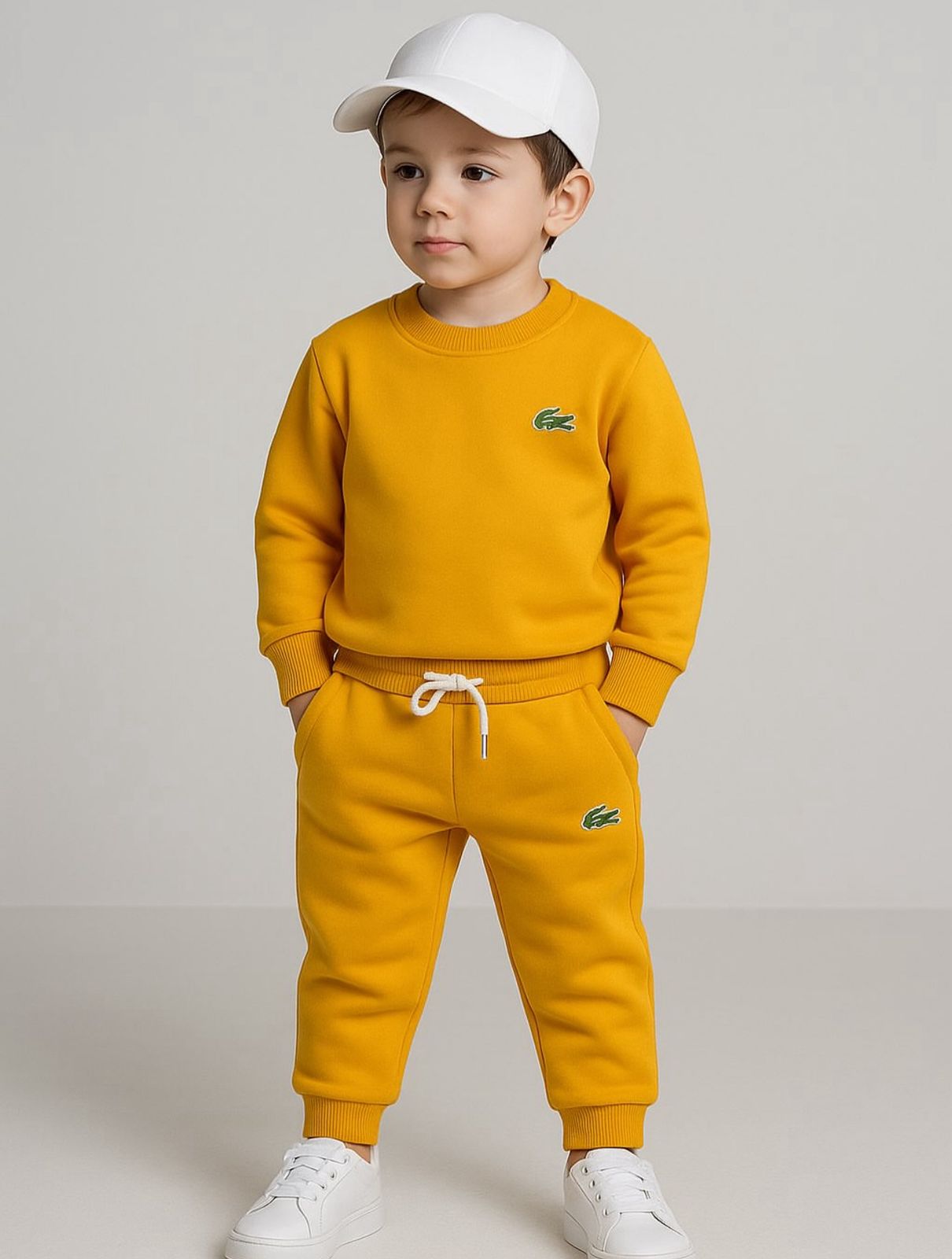 Lacoste Logo-appliqué Cotton Tracksuit Set in Blue and Yellow image 2