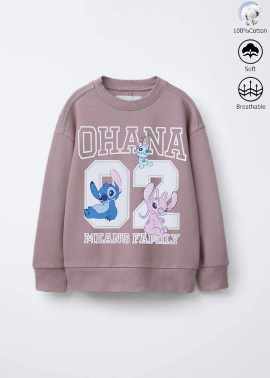 Lilo & Stitch Ohana Girls Hoodie - 3 cotton thread Bois De Rose image 0