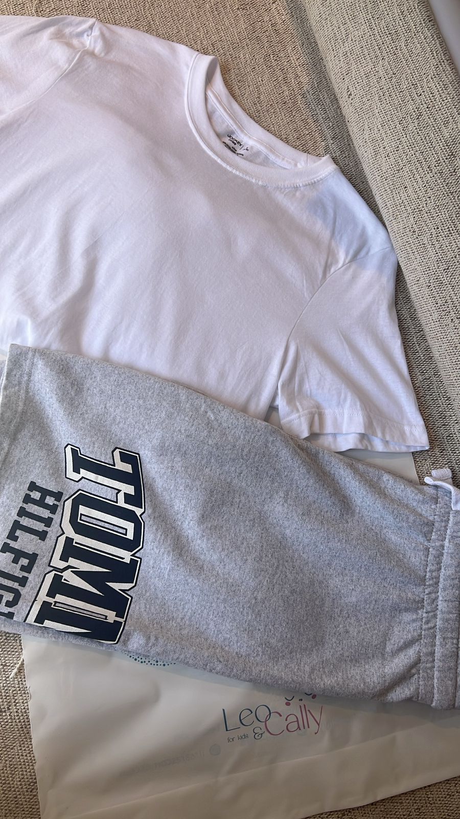 Tommy Hilfiger Boy's Stripe Graphic Knit Varsity Light Grey Shorts image 1