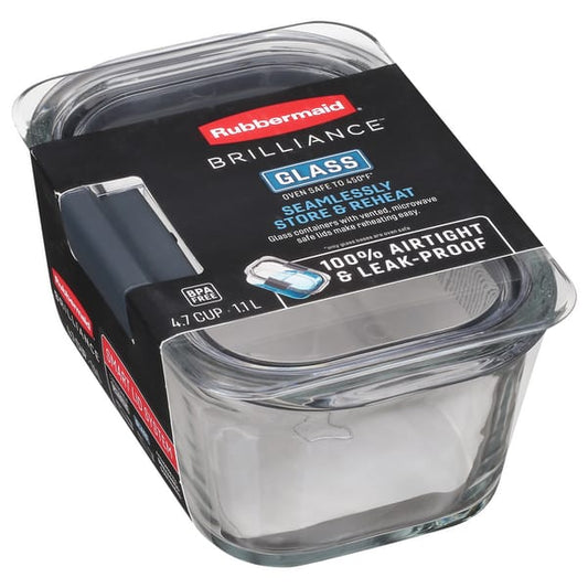 Rubbermaid Brilliance 4.7 cup glass food storage container with a lid. image 0