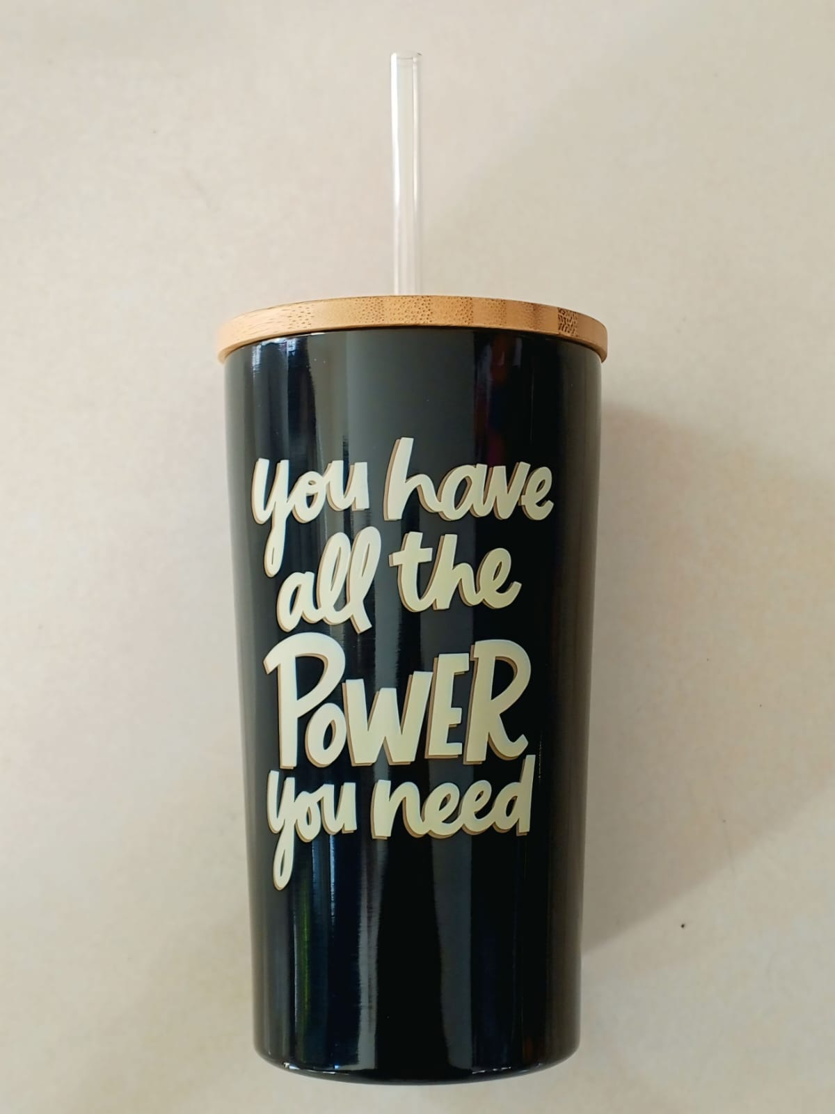 Room Essentials Stainless Steel Straw Tumbler with Bamboo Lid image 1