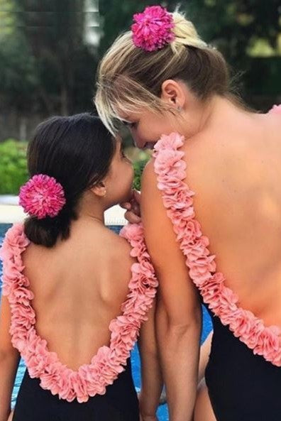Backless Flower One Piece Swim Suit image 0