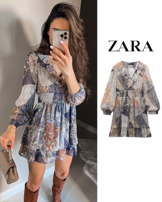 Zara Ruffled Print Dress image 0