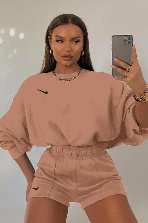 Sweater and Shorts Lounge Set- Saumon image 1