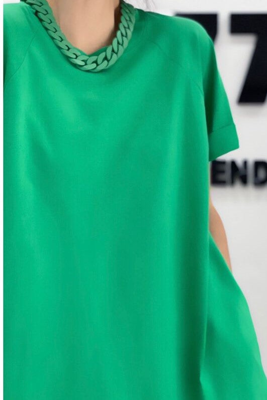 Chained Short Loose Dress - Green image 1
