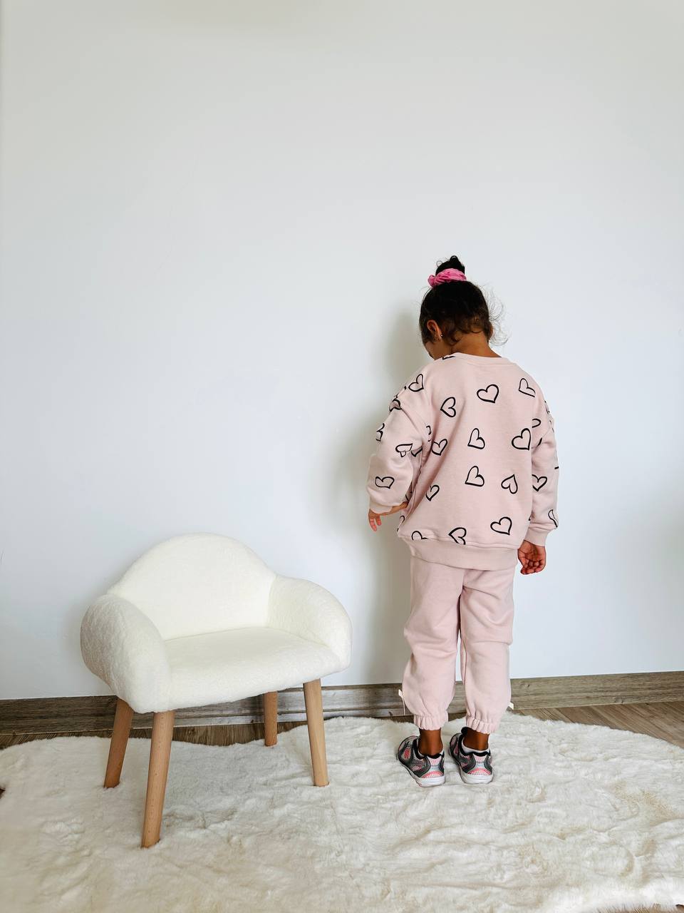 Girls 3 Thread Cotton Set - Baby Pink with hearts image 1