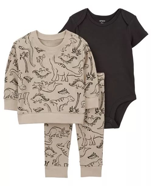 Carter’s Baby Boys Dinosaur Print Little Pullover, Bodysuit and Pants image 0