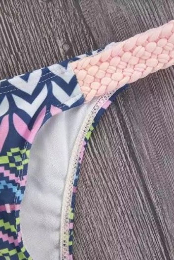 Push Up Padded Printed Braid Swim Suit image 2