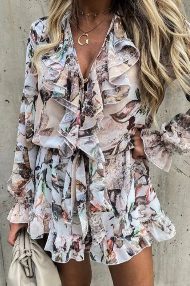 Ruffled Belted Mini Swing Dress image 0