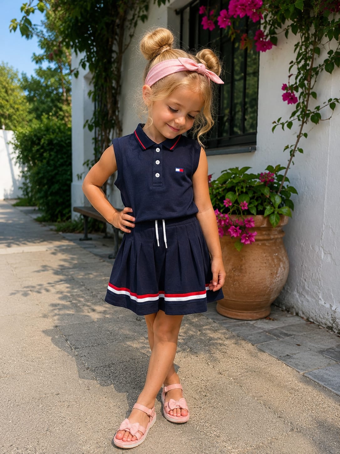 Tommy Hilfiger Girls' 2-piece Sleeveless Polo & Pleated Skirt Set