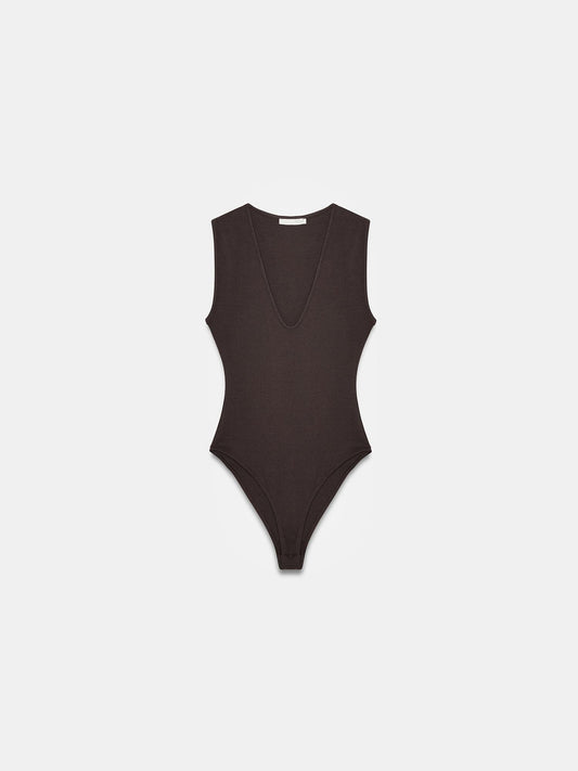 Brown V-neck Body Suit