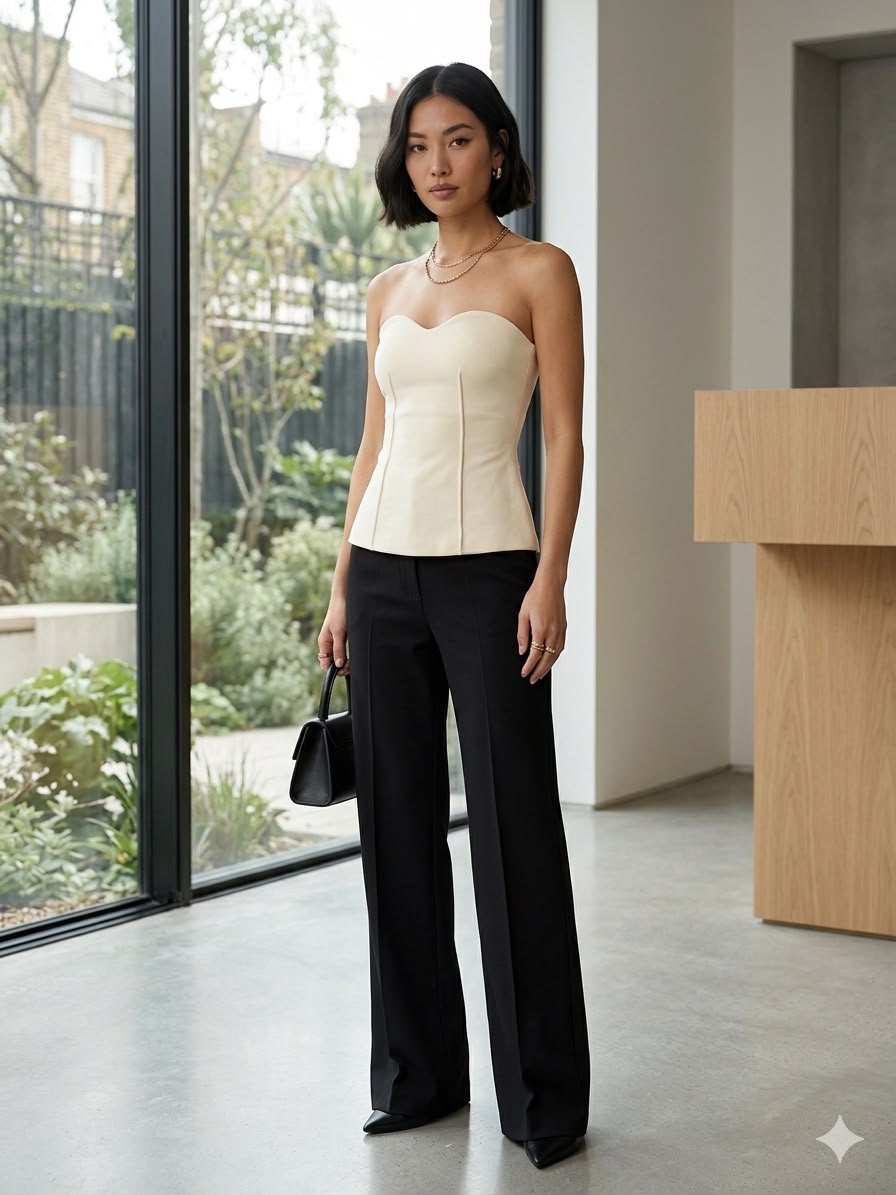 Butter-Yellow Strapless Tube Top with Contoured Seams