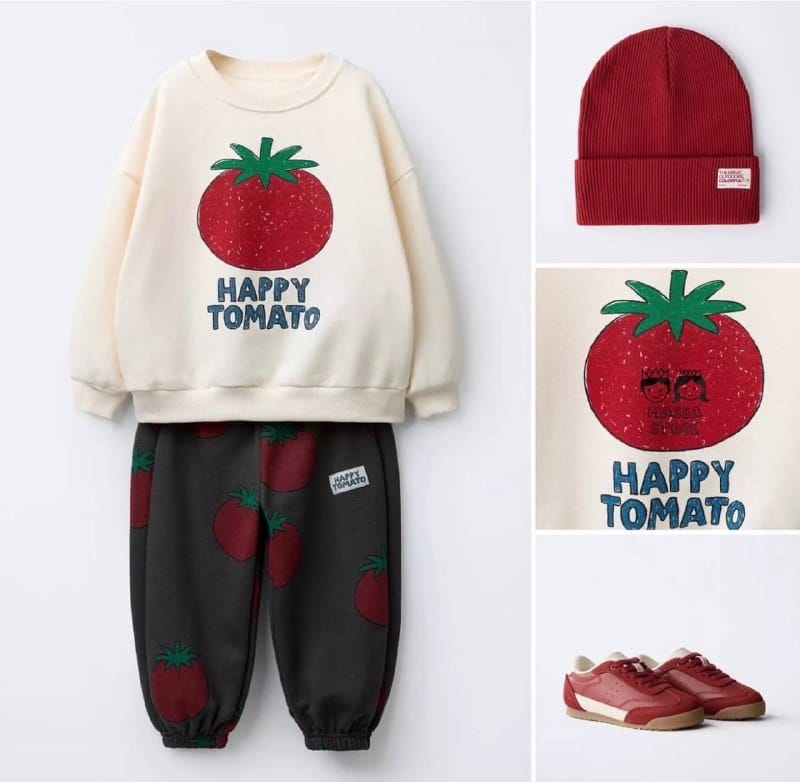 Kids Happy Tomato sweatshirt and joggers set