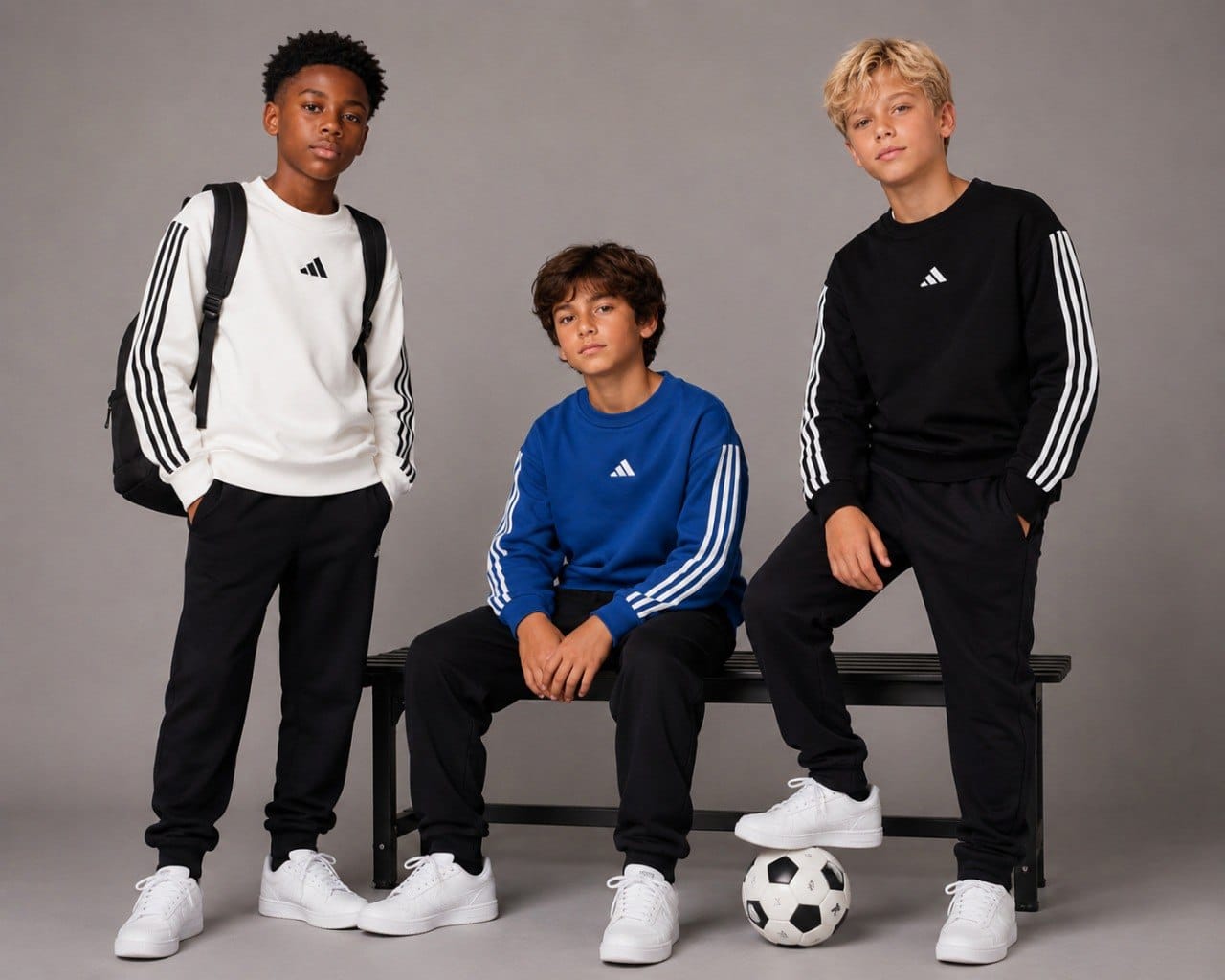 Boys Sweatshirt 3 stripes sportswear - Tiger Crew Hoodie