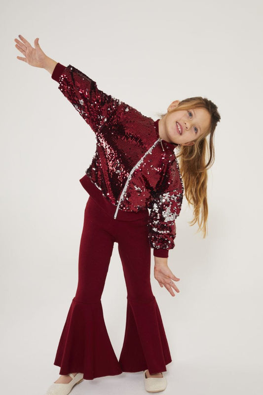 Sequined blazer Set with Wide leg pants - Girls