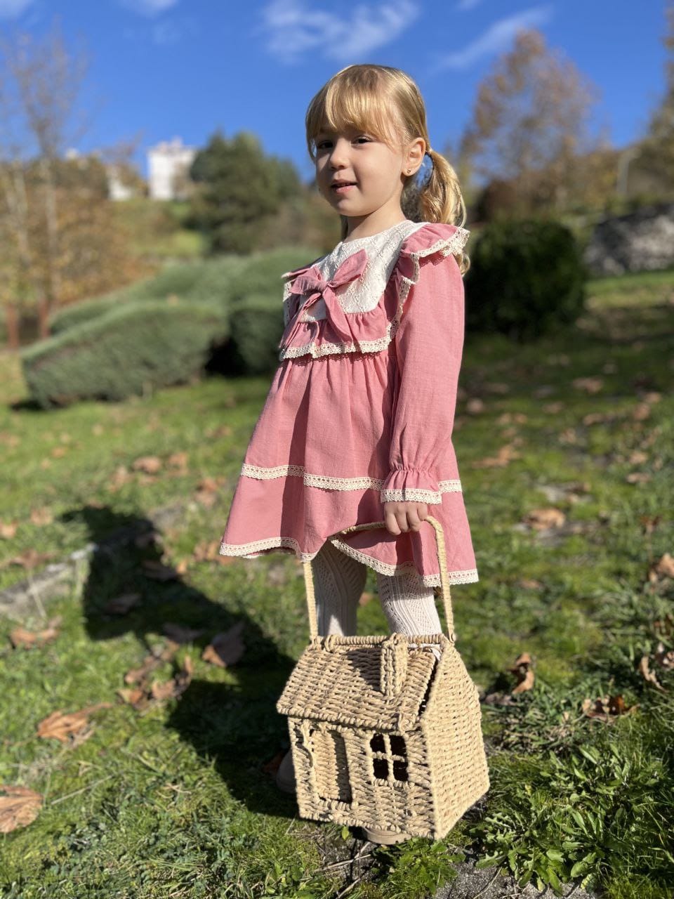 Bois de Rose Dress with Beige Ruffles - Girls 2 to 8