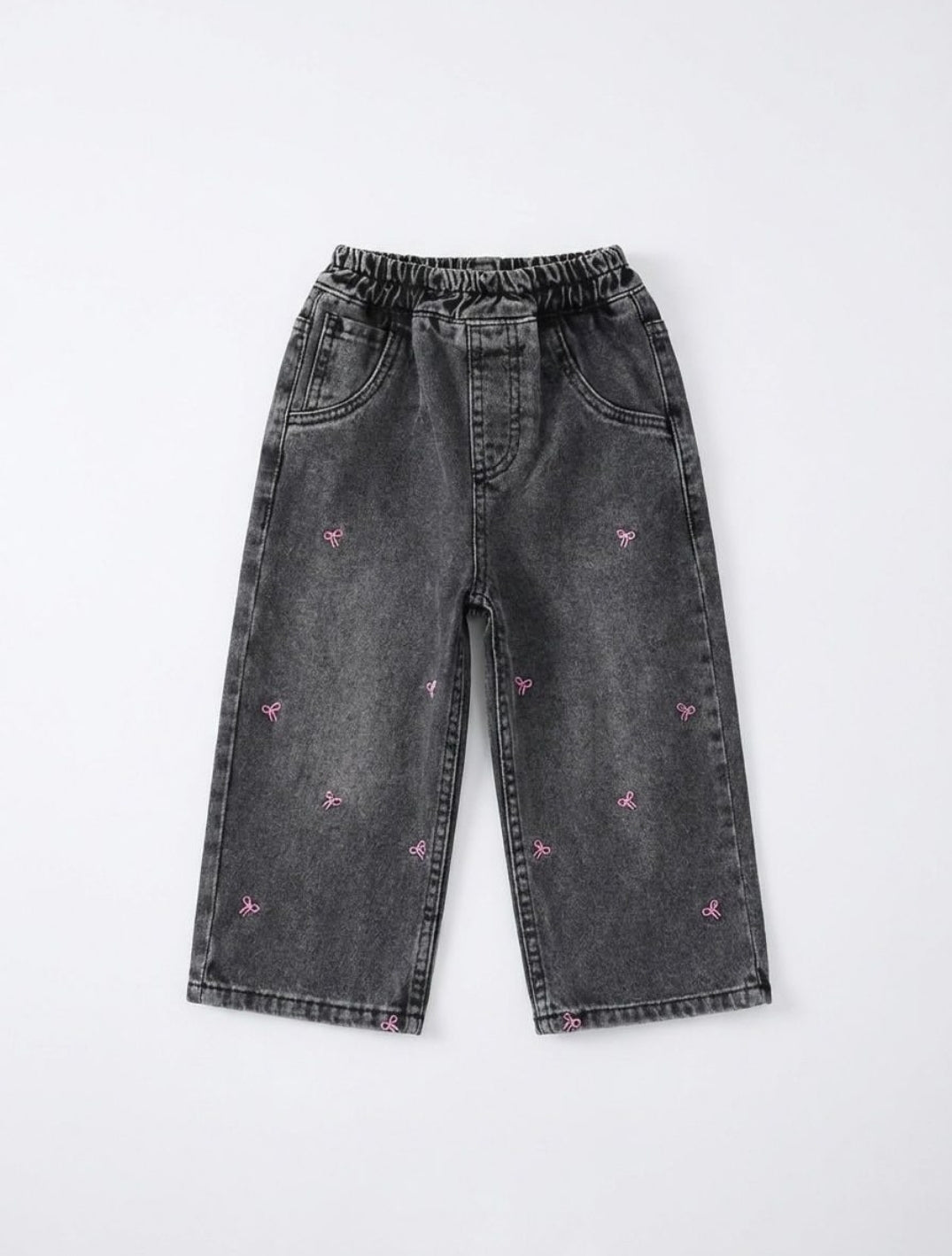 Washed Black Bow Tie Jeans