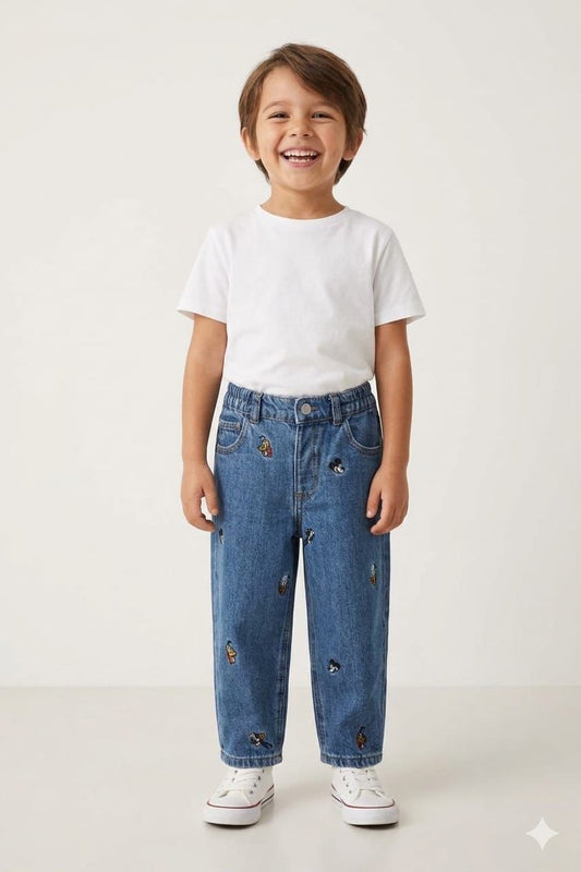 Mickey Mouse and Friends Disney Embroidered Baggy Jeans