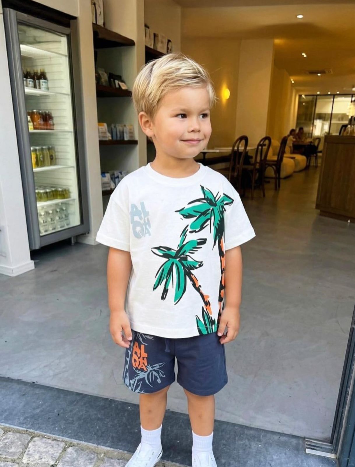 Boy’s Tropical “Aloha” Palm Tree T-shirt & Shorts Set