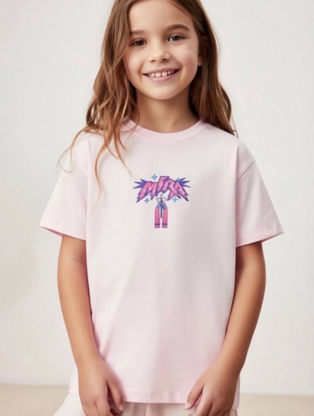 K-Pop Demon Hunters Mira Character Graphic Oversized Pink T-shirt