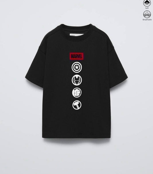 Black Marvel “Icon Stack” Oversized T-shirt
