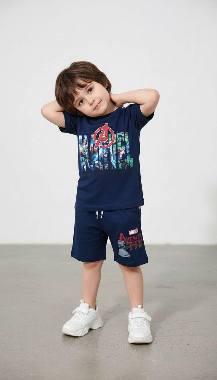 Marvel Avengers Boys' 2-Piece Navy Graphic T-Shirt and Shorts Set