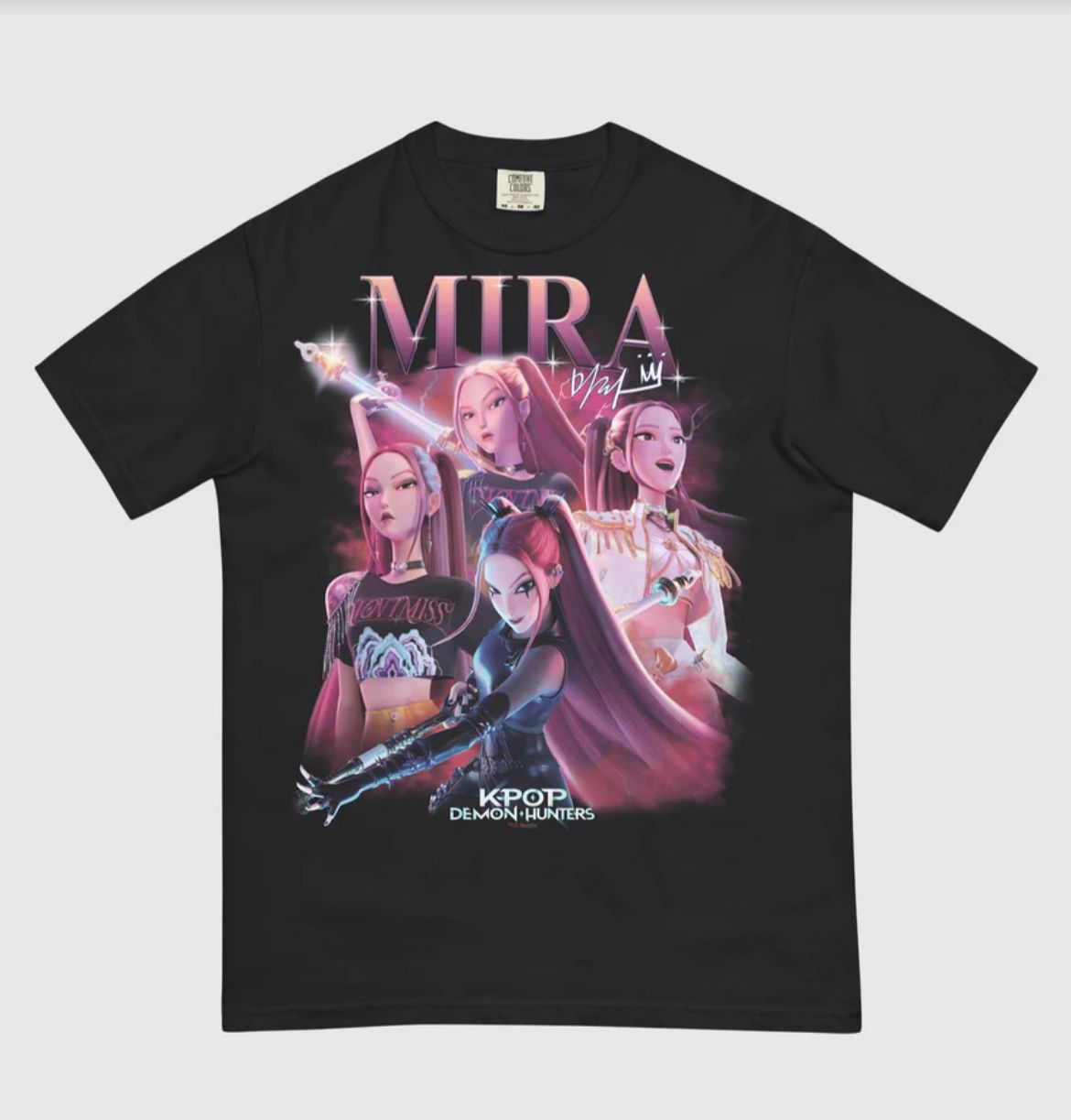 K-Pop Demon Hunters Mira Heartthrob Oversized Dark Gray T-shirt