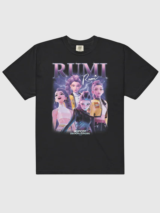 K-Pop Demon Hunters Huntrix Rumi Graphic Oversized dark Gray T-shirt