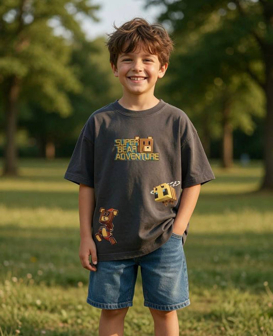 Gray BLITZIST Super Bear Adventure T-shirt.