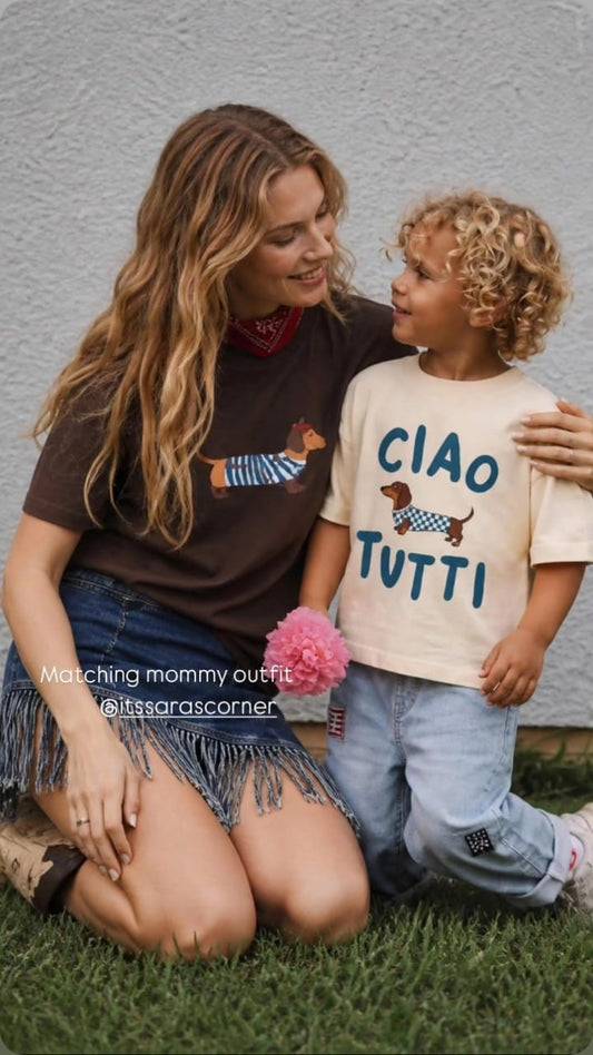Mom & Son Dachshund Dog Graphic T-shirt