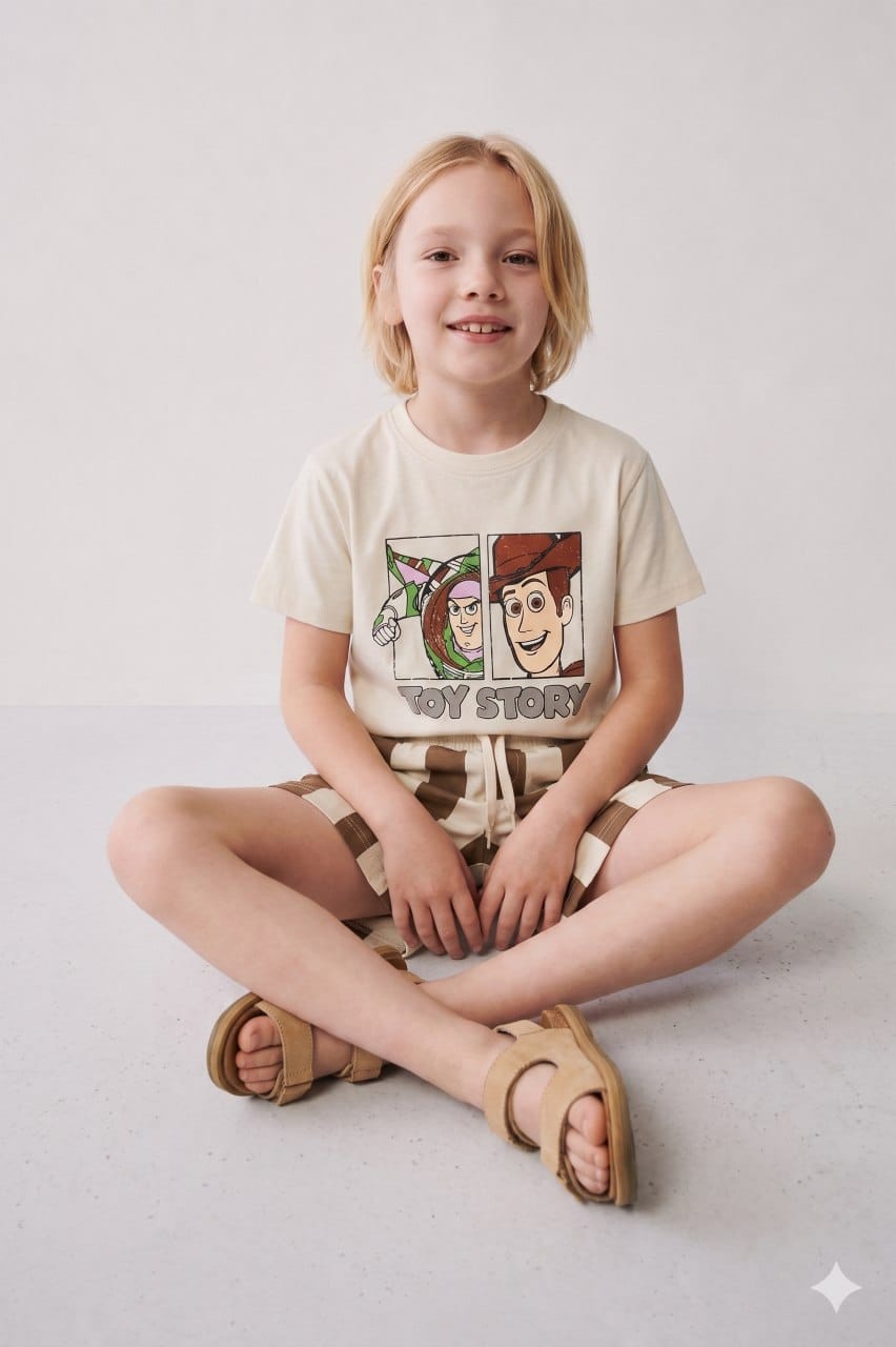 Kids Toy Story T-Shirt & Checkered Shorts Set