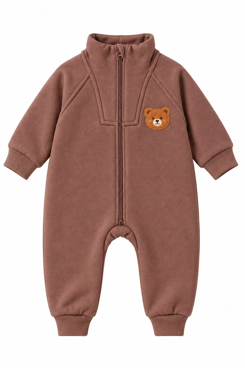 Brown Bear Zip-Up Baby Romper