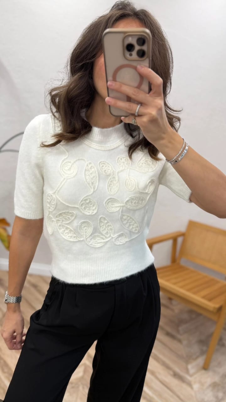 Fleece Embroidered Women's Top - Half Sleeves