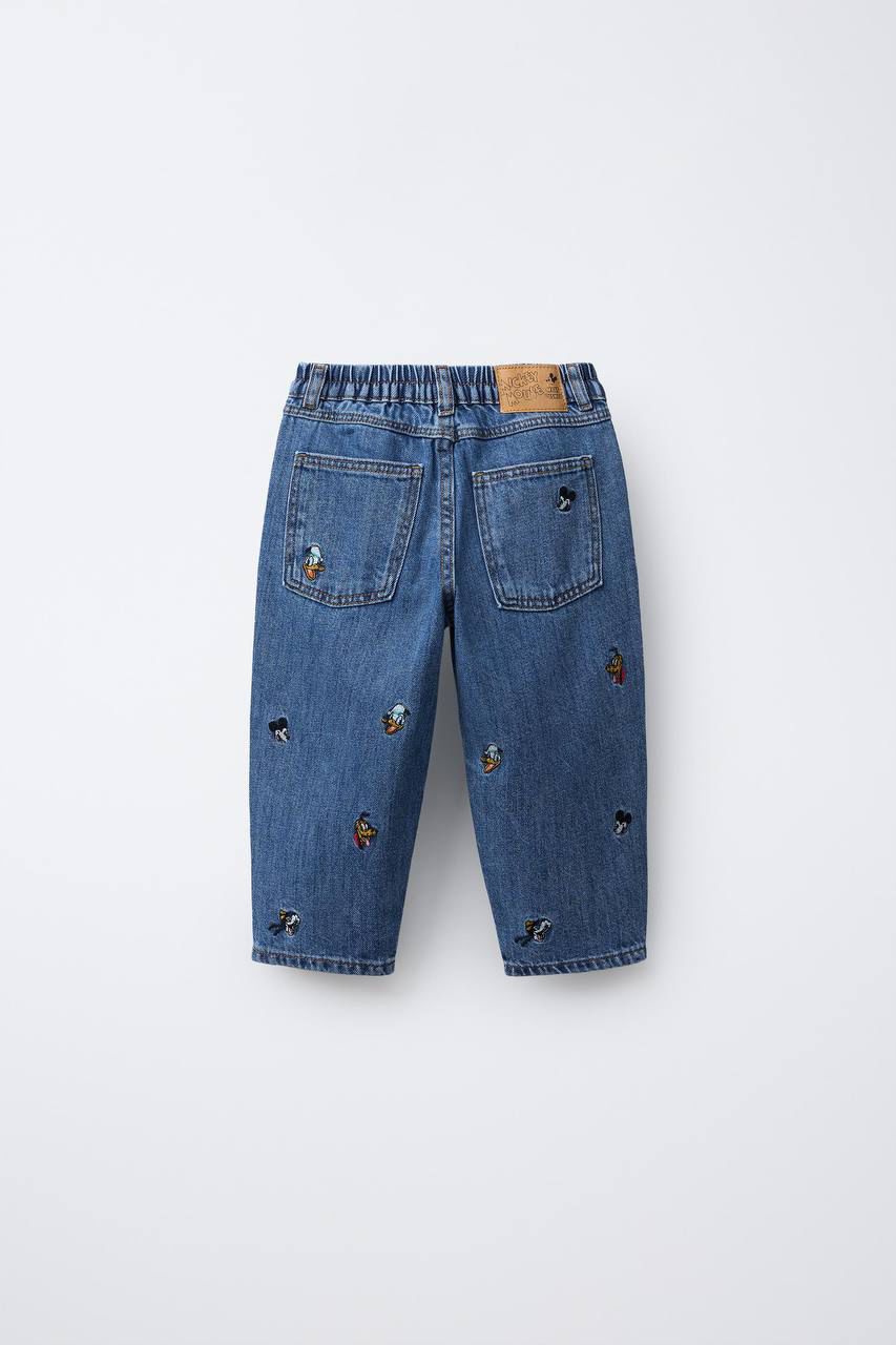 Mickey Mouse and Friends Disney Embroidered Baggy Jeans