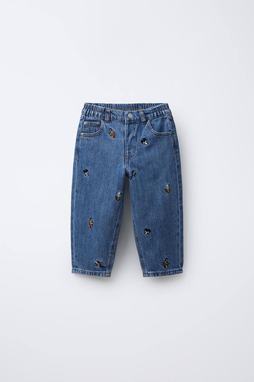 Mickey Mouse and Friends Disney Embroidered Baggy Jeans