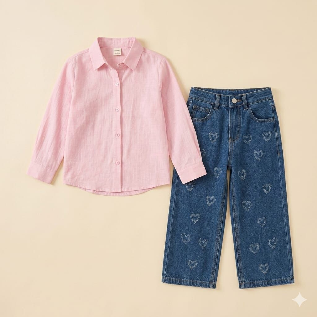 Girls’ Heart Print Jeans