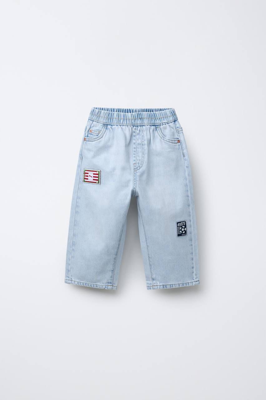 Boys’ Casual Light Blue Elastic Waist Jeans