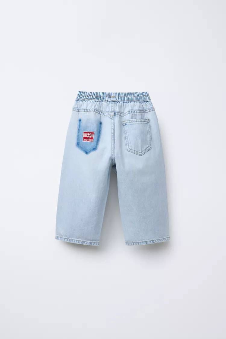 Boys’ Casual Light Blue Elastic Waist Jeans