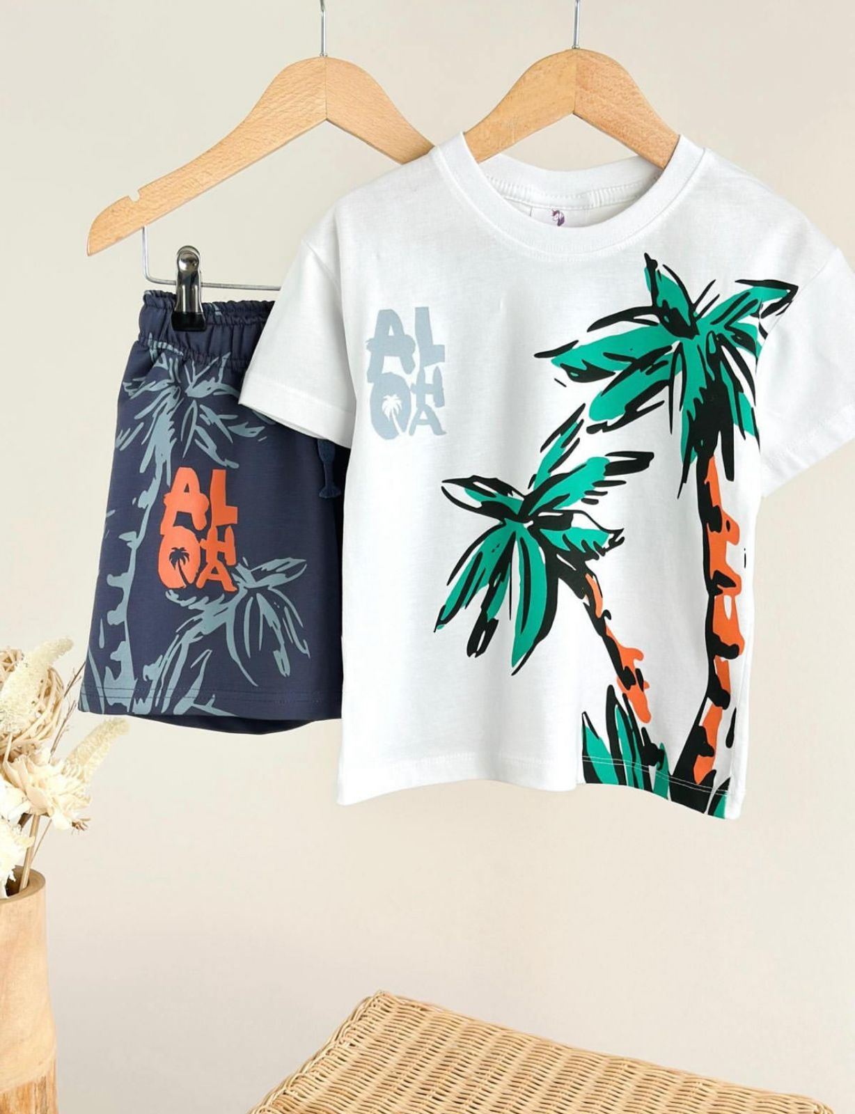 Boy’s Tropical “Aloha” Palm Tree T-shirt & Shorts Set