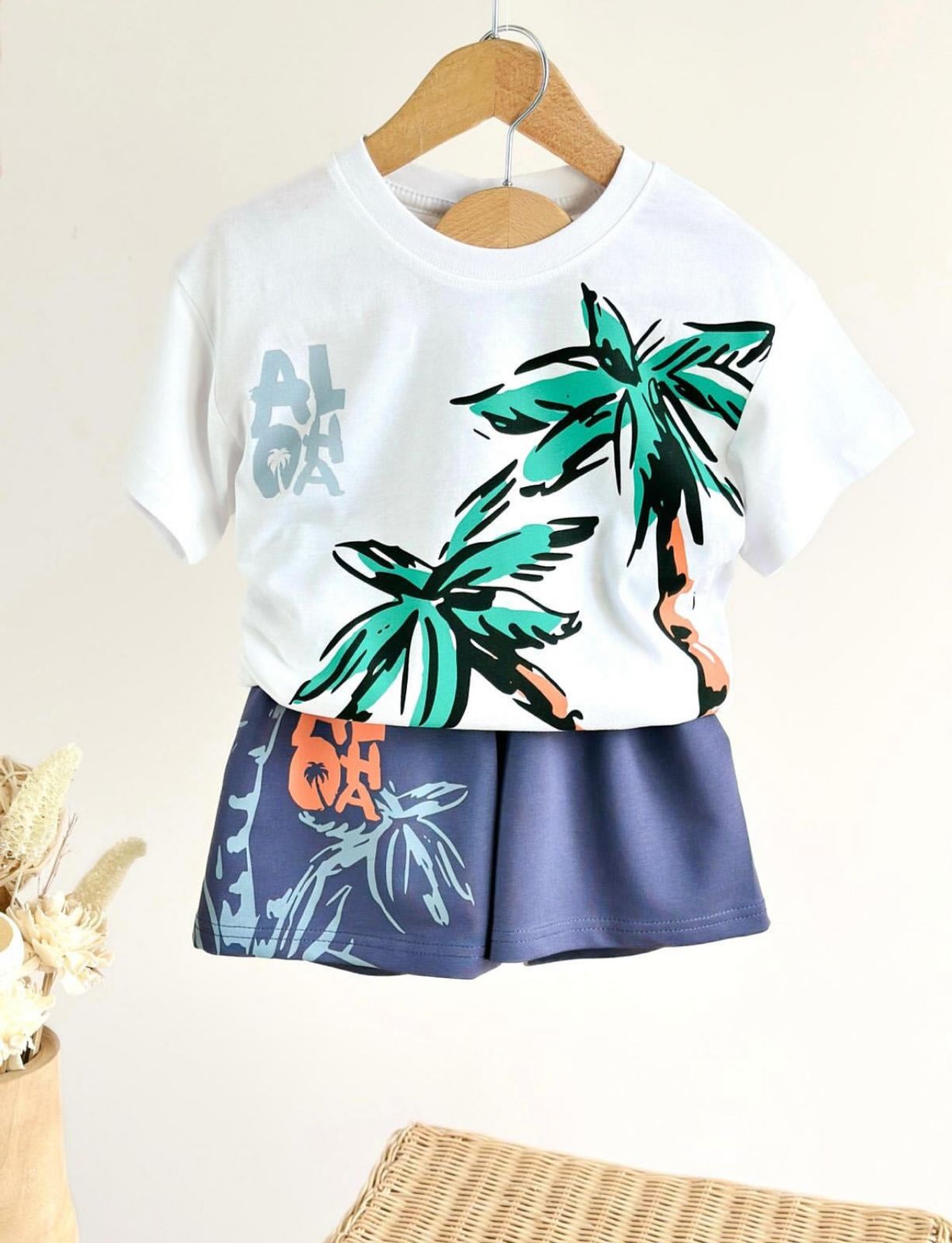 Boy’s Tropical “Aloha” Palm Tree T-shirt & Shorts Set
