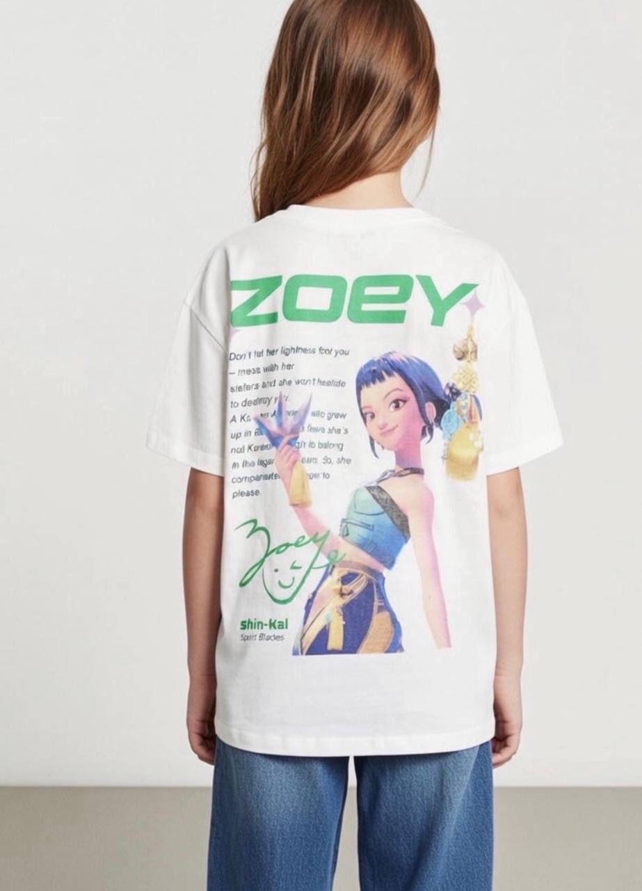K-Pop Demon Hunters Zoey Character Graphic Oversized White T-shirt