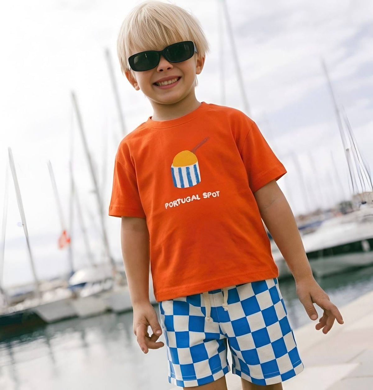 Portugal Spot Baby T-Shirt & Checkered Shorts Set