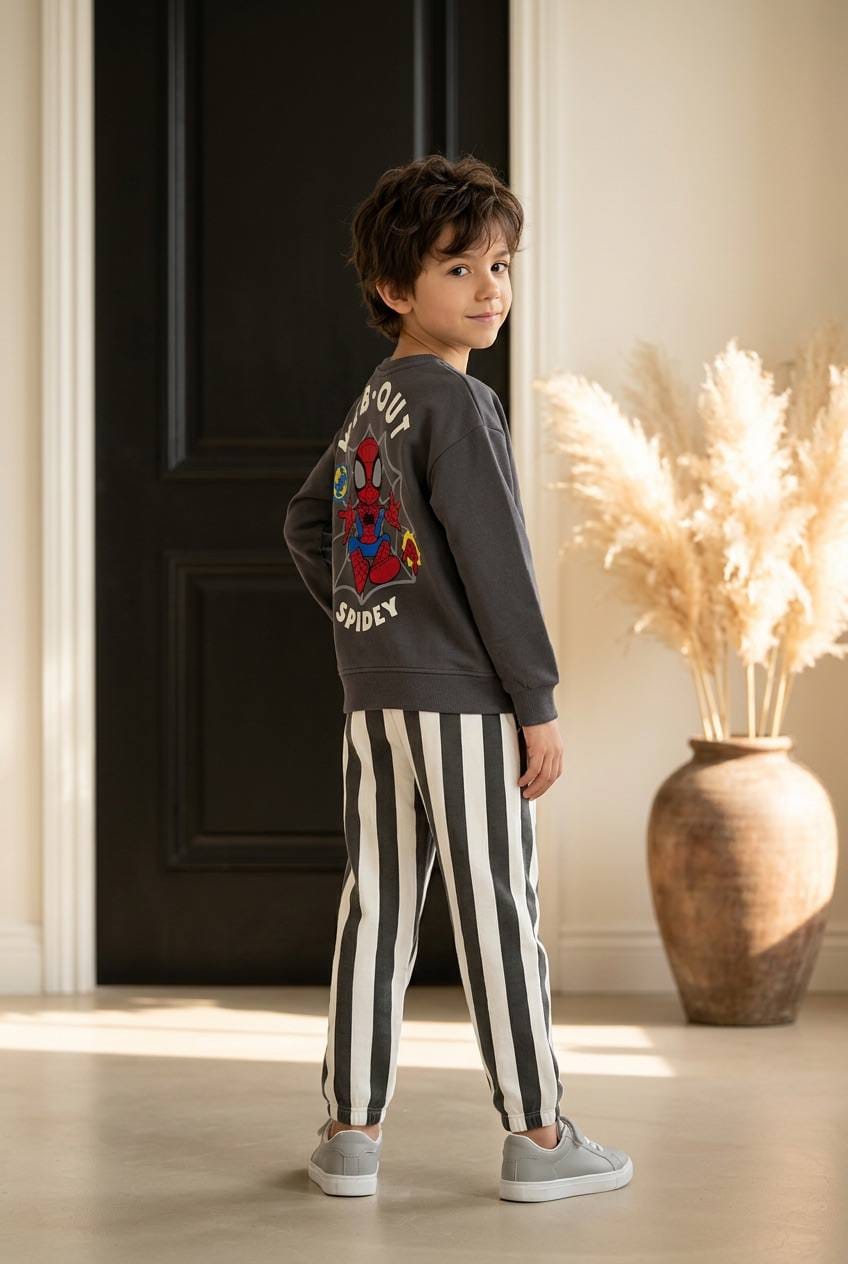 Boys' Spidey Sweatshirt & Striped Pants 2-Piece Set